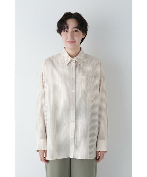 human woman / ヒューマンウーマン シャツ・ブラウス | ◆オーガニックコットン混ストライプオーバーシャツ | 詳細20