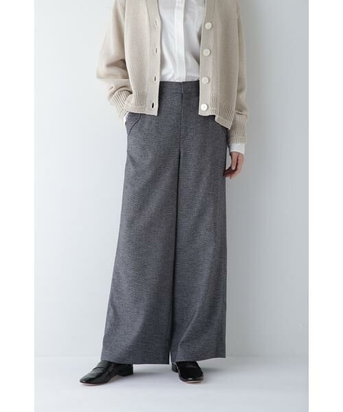 human woman/ヒューマンウーマン ◆リングミックスツィードセミワイドパンツ ネイビー S human woman/ヒューマンウーマン ◆リングミックスツィードセミワイドパンツ ネイビー S