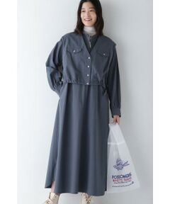 human woman / ヒューマンウーマン ワンピース | ◆コットンワッシャー2WAYジレセットワンピース