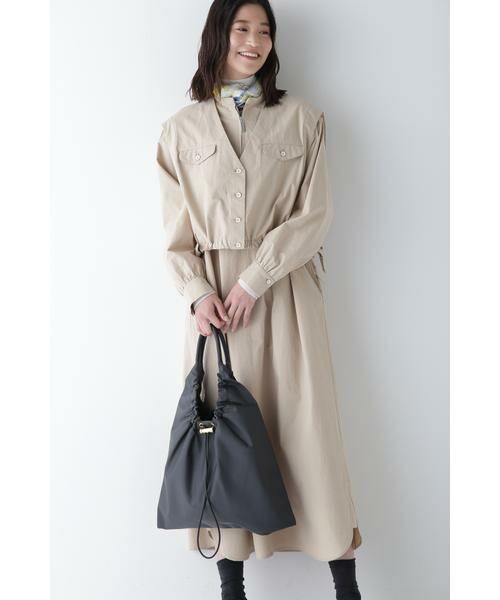 human woman/ヒューマンウーマン ◆コットンワッシャー2WAYジレセットワンピース ベージュ M human woman/ヒューマンウーマン ◆コットンワッシャー2WAYジレセットワンピース ベージュ M