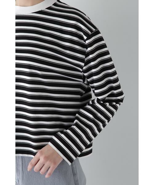 human woman / ヒューマンウーマン カットソー | ◆ボーダーボックスTシャツ | 詳細9