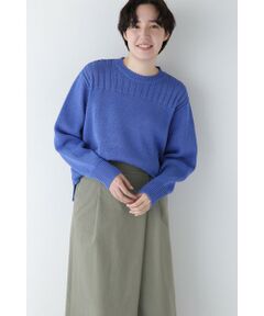 human woman / ヒューマンウーマン ニット・セーター | ◆ギマコットン編地コンビプルオーバー