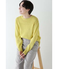 human woman / ヒューマンウーマン ニット・セーター | ◆ギマコットン編地コンビプルオーバー