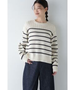 human woman / ヒューマンウーマン ニット・セーター | ◆ギマコットン編地コンビプルオーバー