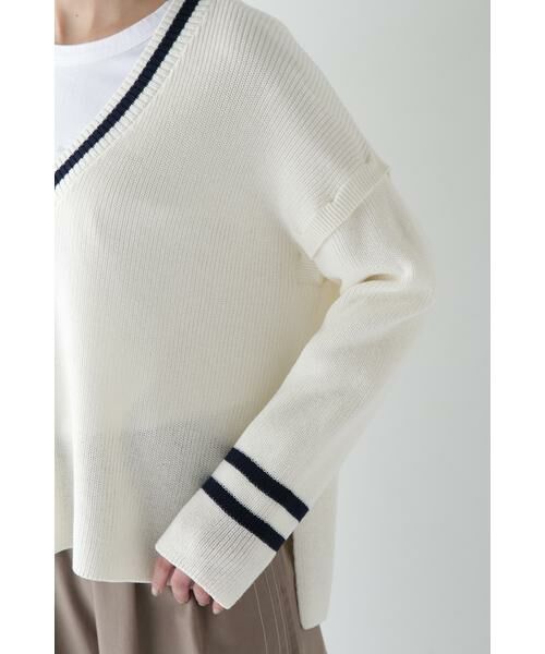 human woman / ヒューマンウーマン ニット・セーター | ◆2WAYライン入Vネックプルオーバー | 詳細18