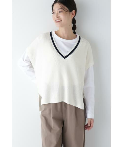 human woman / ヒューマンウーマン ニット・セーター | ◆2WAYライン入Vネックプルオーバー | 詳細20