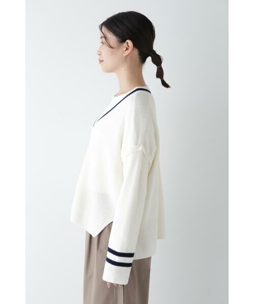 human woman / ヒューマンウーマン ニット・セーター | ◆2WAYライン入Vネックプルオーバー | 詳細15