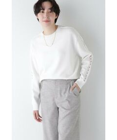 human woman / ヒューマンウーマン ニット・セーター | ◆レースドッキングニットプルオーバー