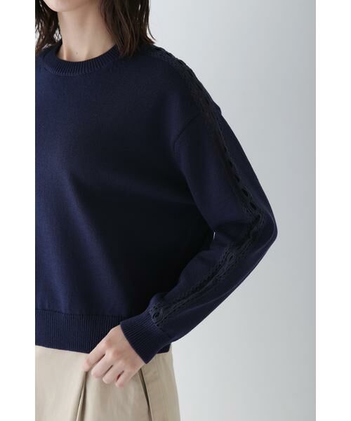 human woman / ヒューマンウーマン ニット・セーター | ◆レースドッキングニットプルオーバー | 詳細7