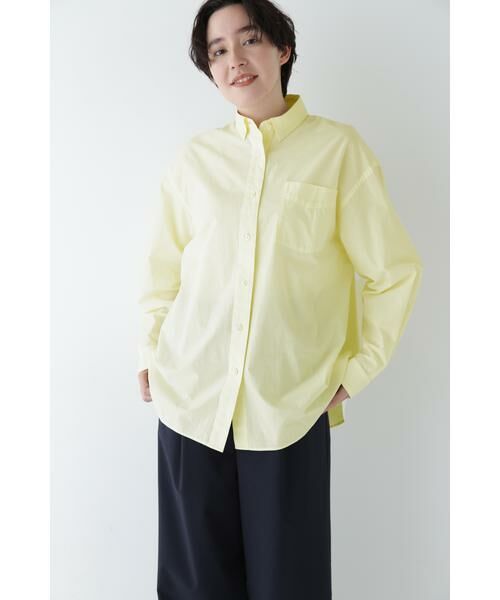 human woman/ヒューマンウーマン ◆製品染めボタンダウンオーバーシャツ イエロー M human woman/ヒューマンウーマン ◆製品染めボタンダウンオーバーシャツ イエロー M