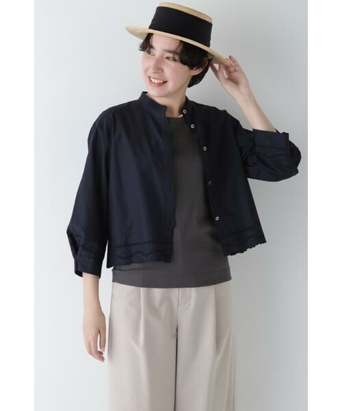 human woman/ヒューマンウーマン ◆ヴィンテージ風レースブラウス ネイビー M human woman/ヒューマンウーマン ◆ヴィンテージ風レースブラウス ネイビー M