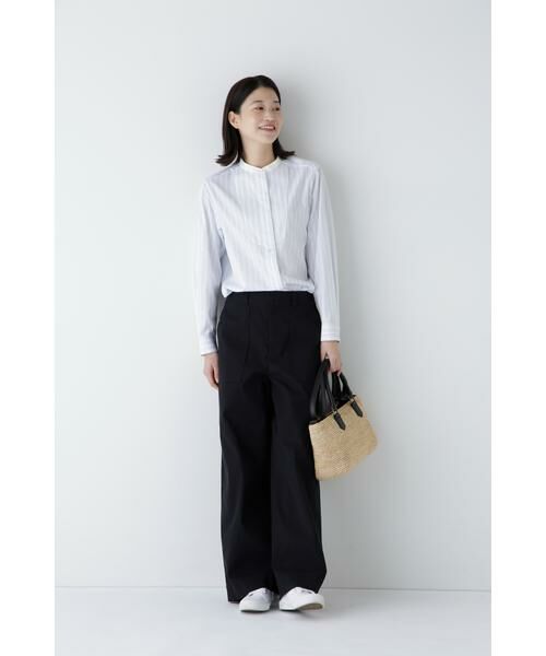 human woman / ヒューマンウーマン シャツ・ブラウス | ◆コットンドビーストライプクレリックシャツ | 詳細2