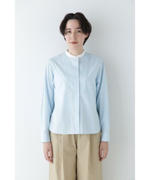 human woman / ヒューマンウーマン シャツ・ブラウス | ◆コットンドビーストライプクレリックシャツ | 詳細11