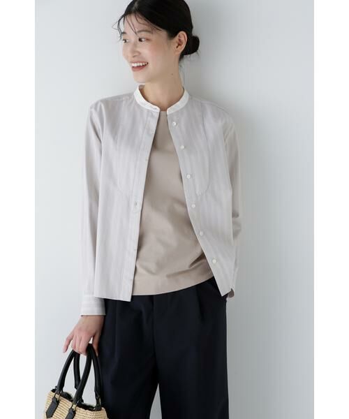 human woman / ヒューマンウーマン シャツ・ブラウス | ◆コットンドビーストライプクレリックシャツ | 詳細21