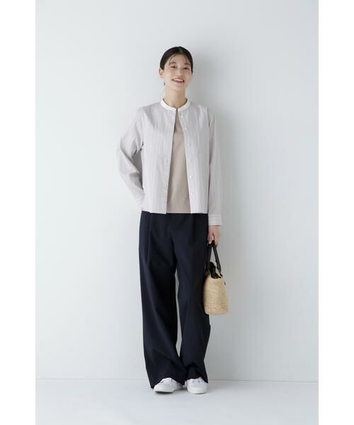 美品♡BEARDSLEY ドッキングチュニック 2way 麻 ストライプシャツ BEARDSLEY（ビアズリー）の「シアストライプ2WAYシャツ（シャツ
