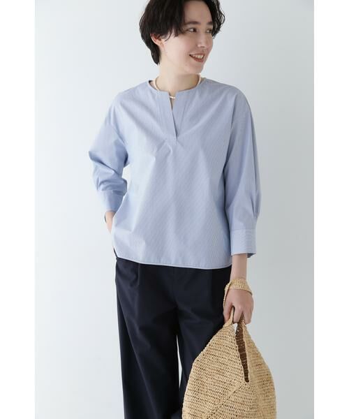 human woman/ヒューマンウーマン ◆スキッパーブロードブラウス ブルー3 M human woman/ヒューマンウーマン ◆スキッパーブロードブラウス ブルー3 M