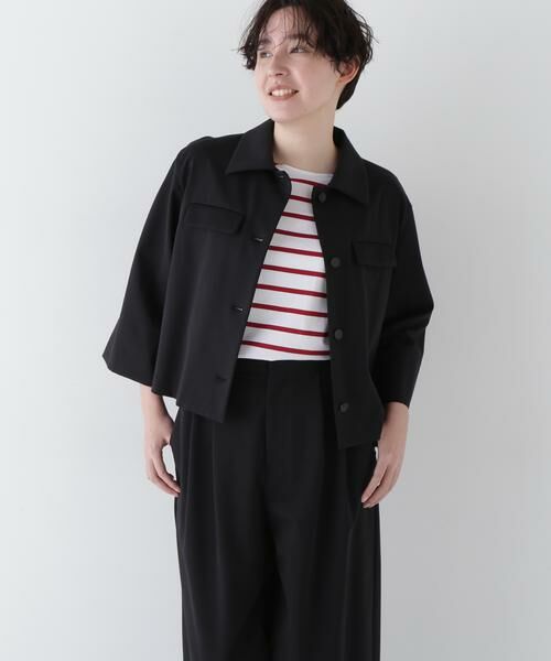 human woman/ヒューマンウーマン ◆コットンナイロンポンチSTブラウス ブラック M human woman/ヒューマンウーマン ◆コットンナイロンポンチSTブラウス ブラック M