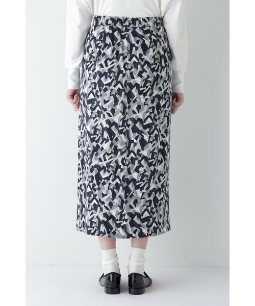 human woman / ヒューマンウーマン スカート | ◆レーヨン麻キャンバスカモジオメトリックPTタックコクーンスカート | 詳細11