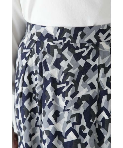 human woman / ヒューマンウーマン スカート | ◆レーヨン麻キャンバスカモジオメトリックPTタックコクーンスカート | 詳細12