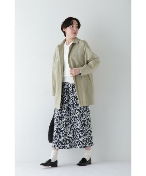 human woman / ヒューマンウーマン スカート | ◆レーヨン麻キャンバスカモジオメトリックPTタックコクーンスカート | 詳細3