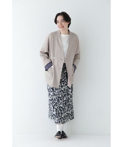 human woman / ヒューマンウーマン スカート | ◆レーヨン麻キャンバスカモジオメトリックPTタックコクーンスカート | 詳細6