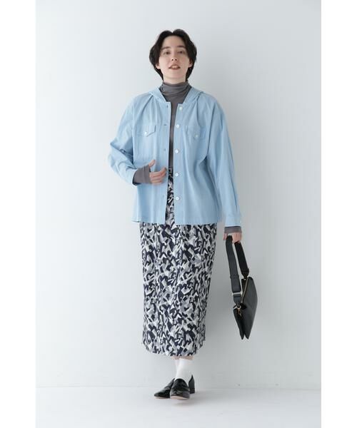 human woman / ヒューマンウーマン スカート | ◆レーヨン麻キャンバスカモジオメトリックPTタックコクーンスカート | 詳細7