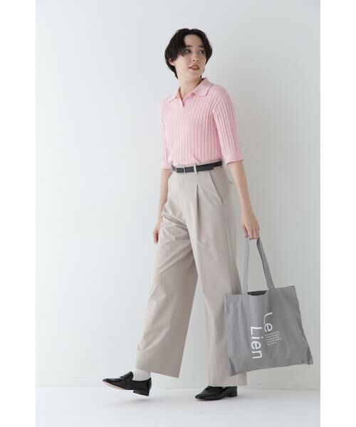 human woman / ヒューマンウーマン パンツ | ◆Ｐレーヨン麻ポプリンマーベルトセミワイドパンツ | 詳細10