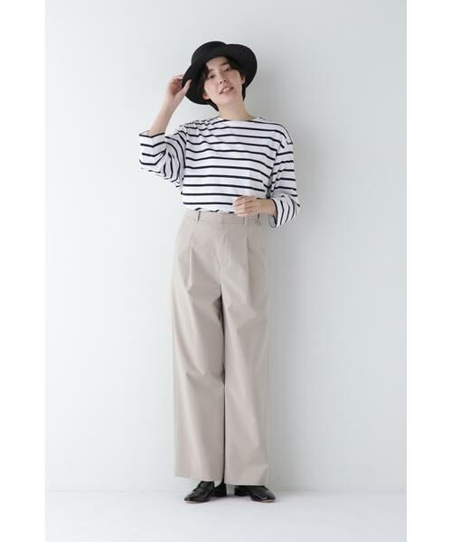 human woman / ヒューマンウーマン パンツ | ◆Ｐレーヨン麻ポプリンマーベルトセミワイドパンツ | 詳細2