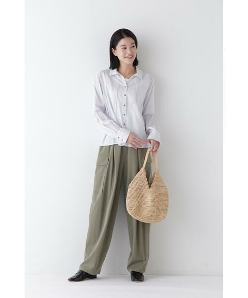 human woman / ヒューマンウーマン パンツ | ◆キュプラポリエステル フィブリルサテンストレッチパンツ | 詳細5