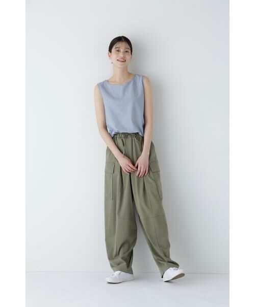 human woman / ヒューマンウーマン パンツ | ◆キュプラポリエステル フィブリルサテンストレッチパンツ | 詳細9