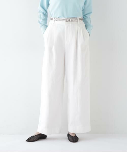 human woman / ヒューマンウーマン パンツ | ◆コットン麻カツラギタックパンツ | 詳細2