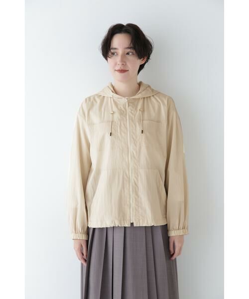 human woman / ヒューマンウーマン ブルゾン | ◆コットンナイロンタイプライターシアーフーディーブルゾン | 詳細3