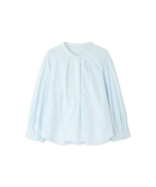 human woman / ヒューマンウーマン カットソー | ◆鹿の子ジャージーストライプバンドカラープルオーバー | 詳細1