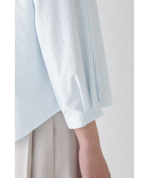 human woman / ヒューマンウーマン カットソー | ◆鹿の子ジャージーストライプバンドカラープルオーバー | 詳細10