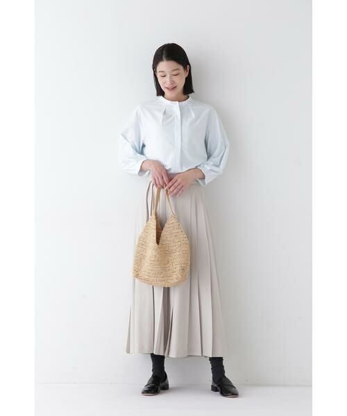 human woman / ヒューマンウーマン カットソー | ◆鹿の子ジャージーストライプバンドカラープルオーバー | 詳細2