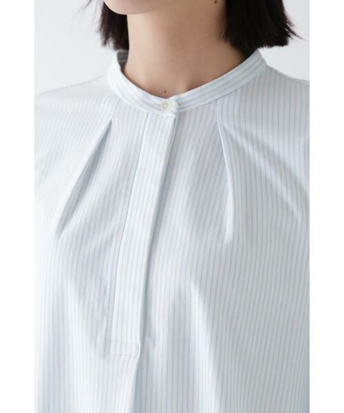 human woman / ヒューマンウーマン カットソー | ◆鹿の子ジャージーストライプバンドカラープルオーバー | 詳細7