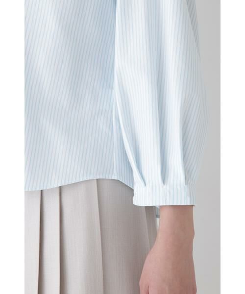 human woman / ヒューマンウーマン カットソー | ◆鹿の子ジャージーストライプバンドカラープルオーバー | 詳細9