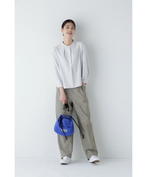 human woman / ヒューマンウーマン カットソー | ◆鹿の子ジャージーストライプバンドカラープルオーバー | 詳細13