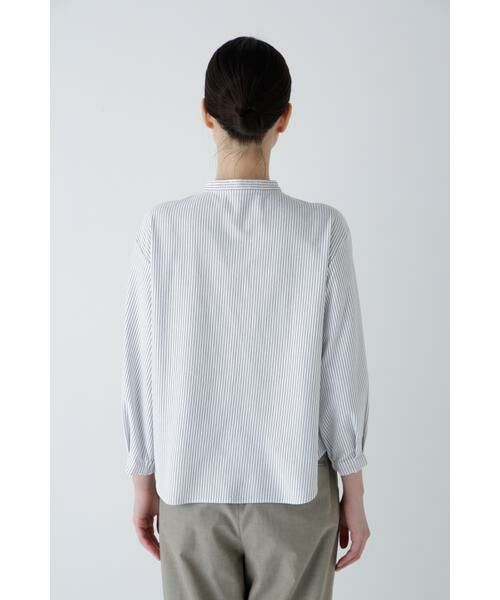 human woman / ヒューマンウーマン カットソー | ◆鹿の子ジャージーストライプバンドカラープルオーバー | 詳細16