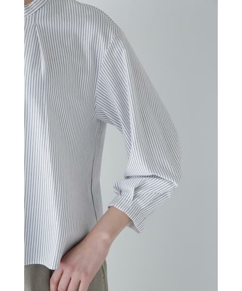 human woman / ヒューマンウーマン カットソー | ◆鹿の子ジャージーストライプバンドカラープルオーバー | 詳細18