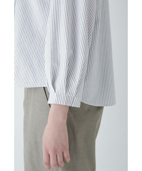 human woman / ヒューマンウーマン カットソー | ◆鹿の子ジャージーストライプバンドカラープルオーバー | 詳細19