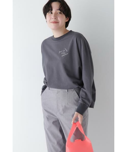 human woman/ヒューマンウーマン ◆ミニ裏毛ロゴトレーナー チャコール1 M human woman/ヒューマンウーマン ◆ミニ裏毛ロゴトレーナー チャコール1 M
