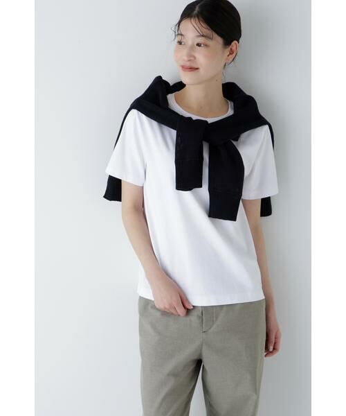 human woman/ヒューマンウーマン ◆半袖Tシャツオーガニック綿天竺 ホワイト M human woman/ヒューマンウーマン ◆半袖Tシャツオーガニック綿天竺 ホワイト M
