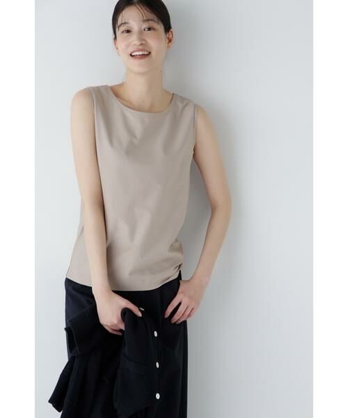 human woman/ヒューマンウーマン ◆麻混タンクトップ ベージュ M human woman/ヒューマンウーマン ◆麻混タンクトップ ベージュ M