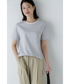 human woman / ヒューマンウーマン カットソー | ◆半袖Ｔシャツボーダーオーガニック綿天竺