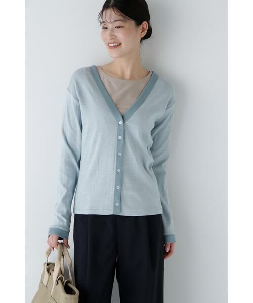 human woman / ヒューマンウーマン カットソー | ◆パネルリブＶネックカーディガン | 詳細16
