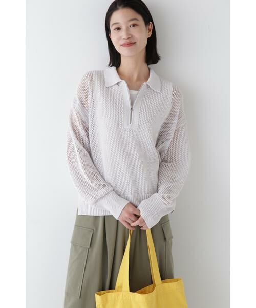 human woman/ヒューマンウーマン ◆テープヤーンメッシュスキッパープルオーバー ライトグレー M human woman/ヒューマンウーマン ◆テープヤーンメッシュスキッパープルオーバー ライトグレー M