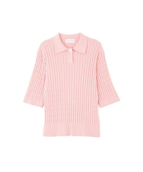 human woman / ヒューマンウーマン ニット・セーター | ◆コットンケーブル柄ポロニットプルオーバー | 詳細1