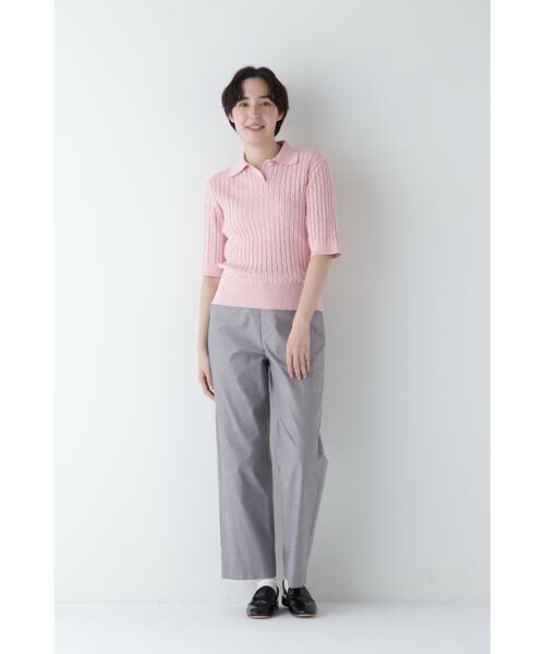 human woman / ヒューマンウーマン ニット・セーター | ◆コットンケーブル柄ポロニットプルオーバー | 詳細3