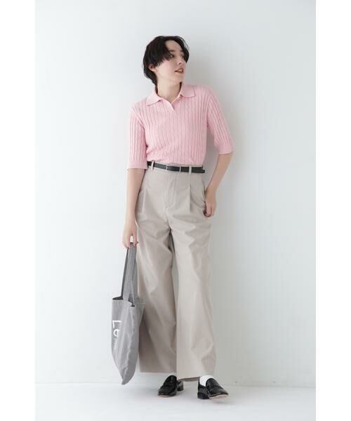 human woman / ヒューマンウーマン ニット・セーター | ◆コットンケーブル柄ポロニットプルオーバー | 詳細4